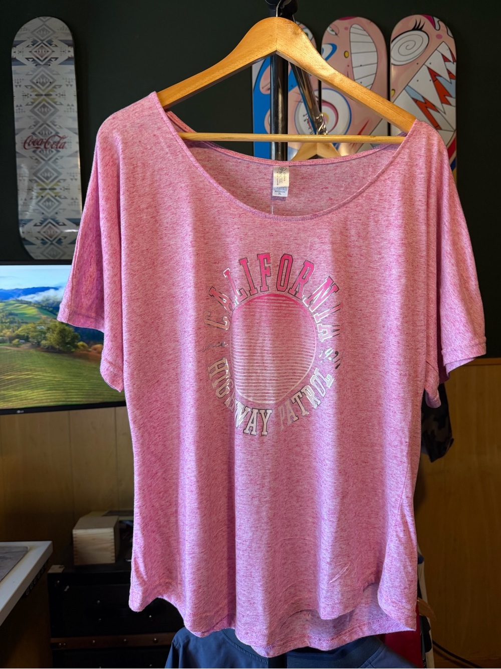 California Highway Patrol Heather Pink Loose Scoop Neck Tshirt